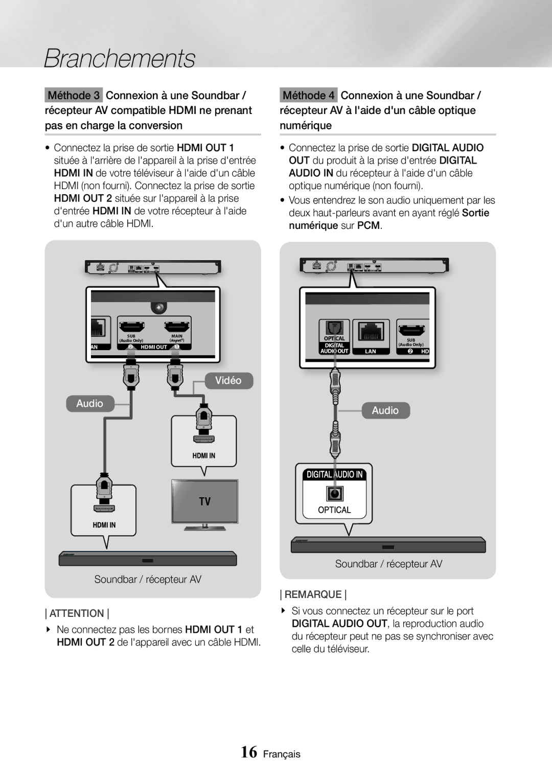 Samsung UBD-M9500/ZF manual Vidéo Audio 