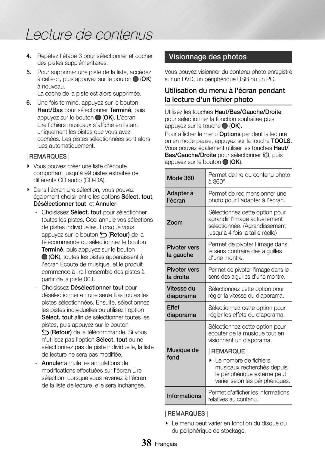 Samsung UBD-M9500/ZF manual Visionnage des photos 