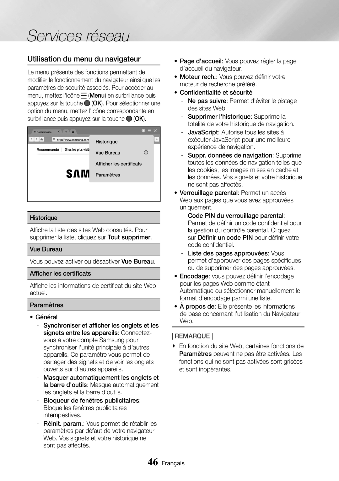 Samsung UBD-M9500/ZF manual Utilisation du menu du navigateur, Menu, mettez licône 