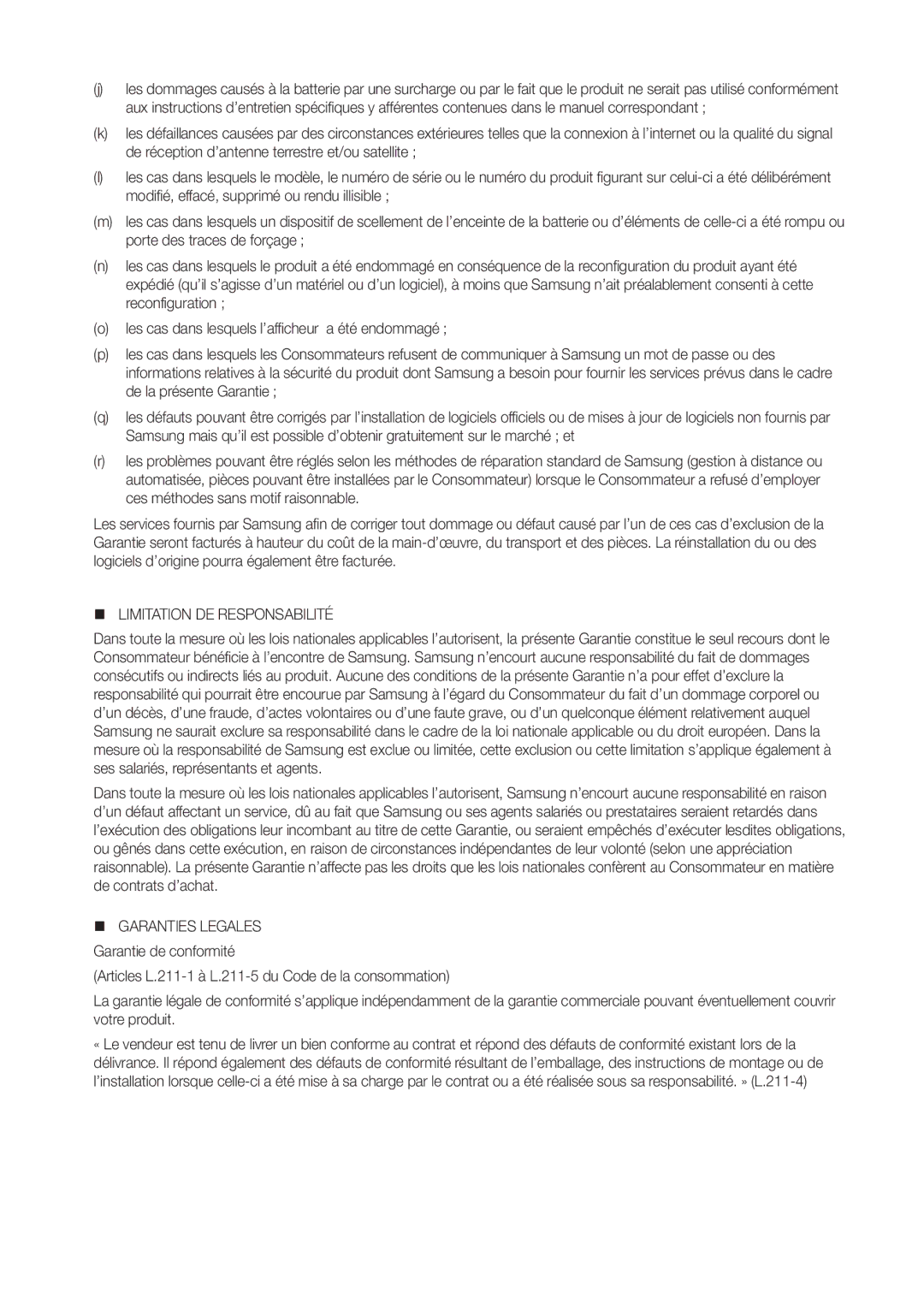 Samsung UBD-M9500/ZF manual @@ Limitation DE Responsabilité 