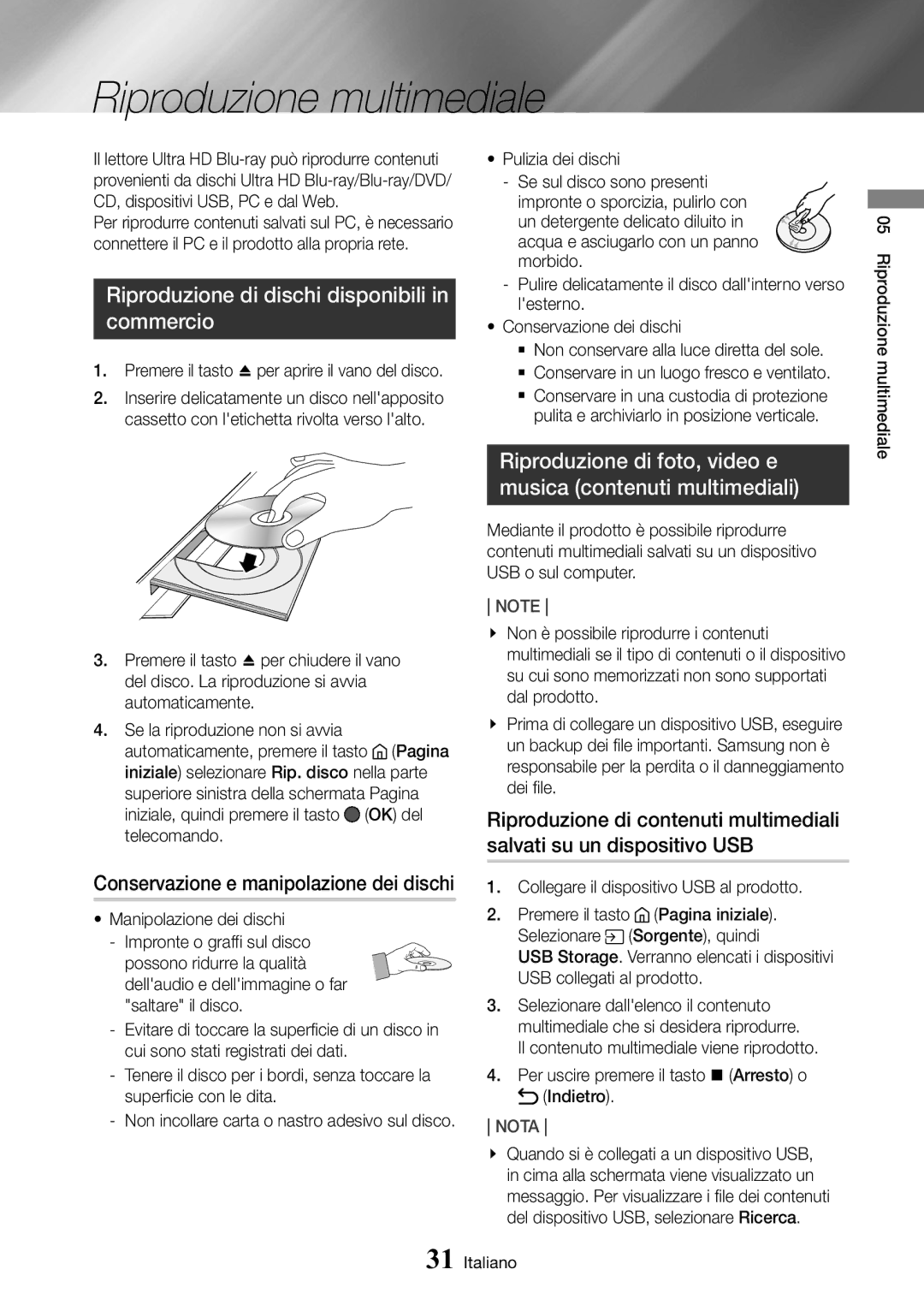 Samsung UBD-M9500/ZF manual Riproduzione multimediale, Riproduzione di dischi disponibili in commercio 