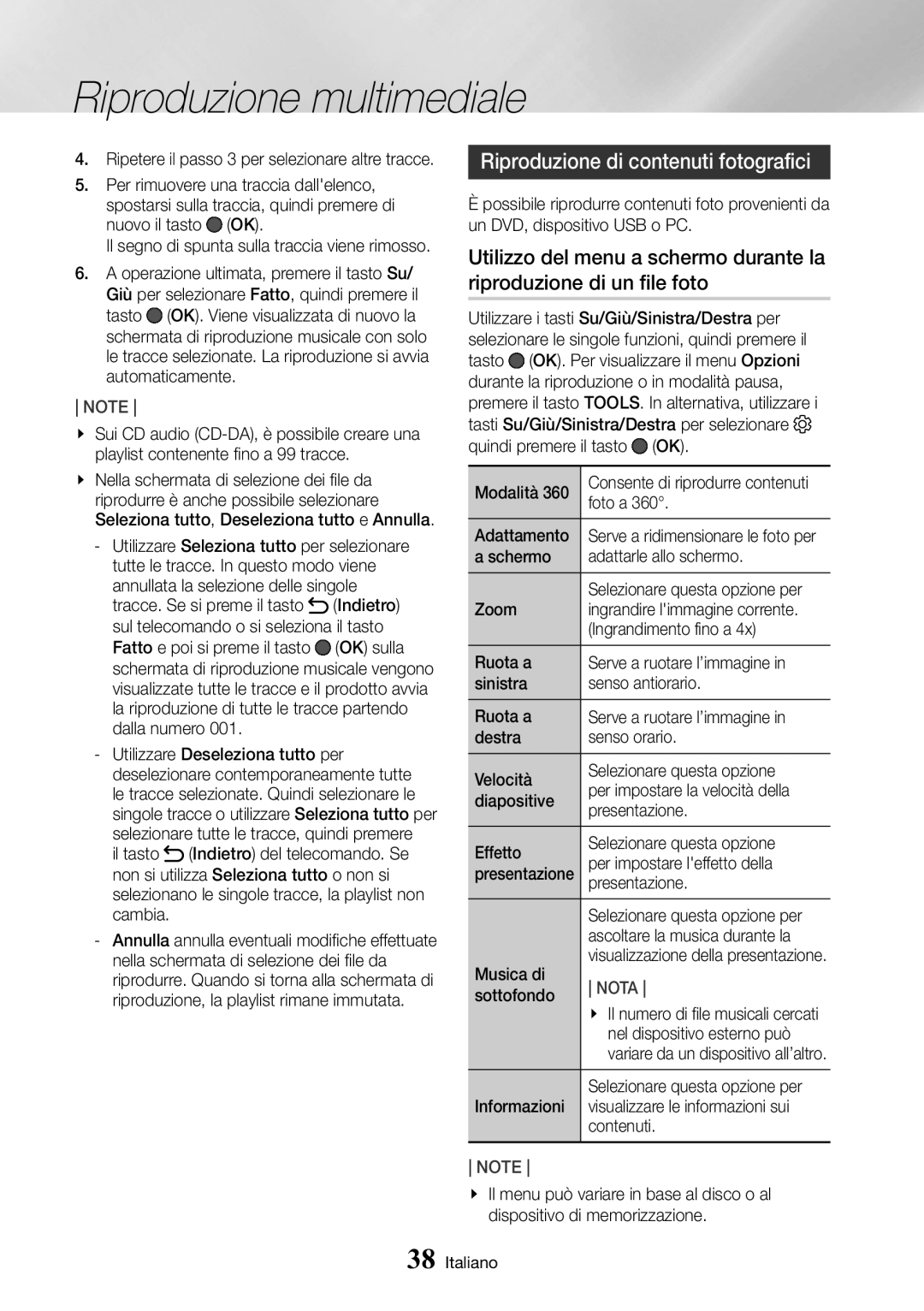 Samsung UBD-M9500/ZF manual Riproduzione di contenuti fotografici 