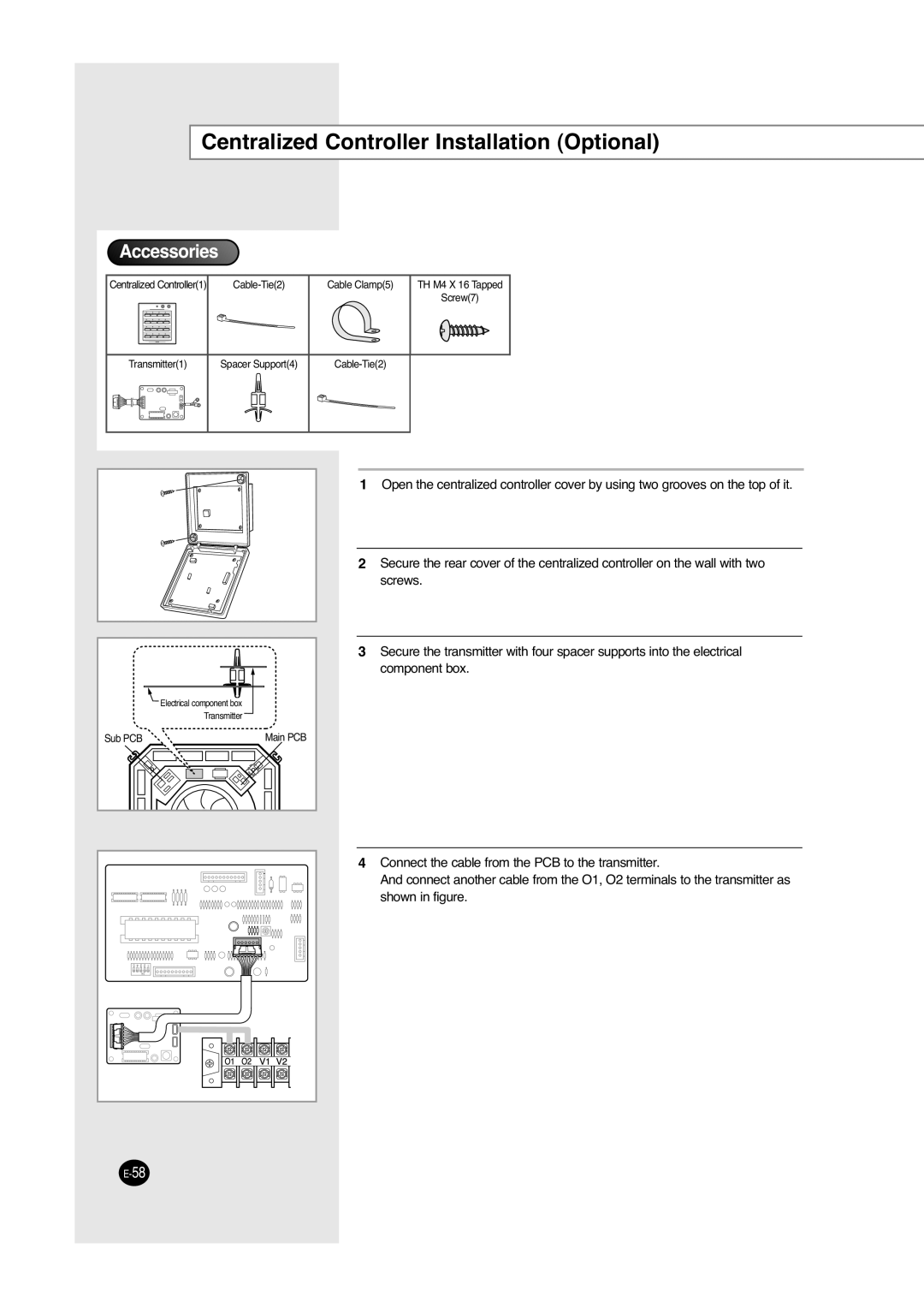 Samsung ACC2800C, UCC2800C, UCC2400C, ACC2400C installation manual Centralized Controller Installation Optional 