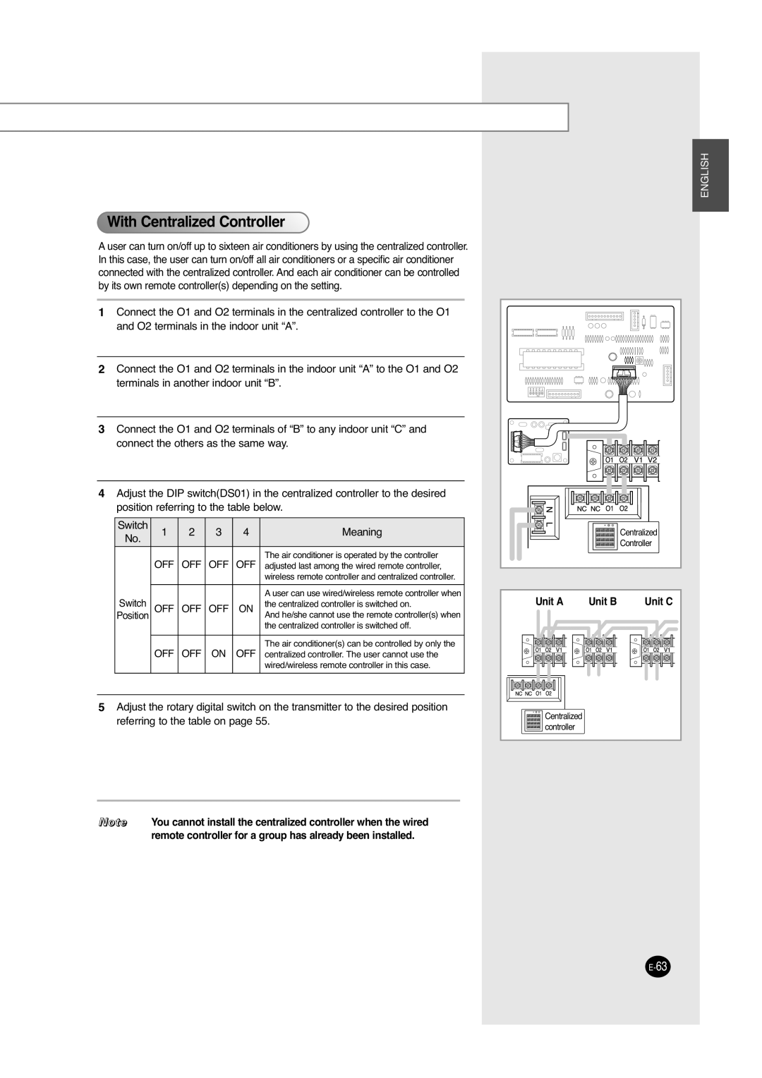 Samsung ACC2400C, UCC2800C, UCC2400C, ACC2800C installation manual With Centralized Controller 