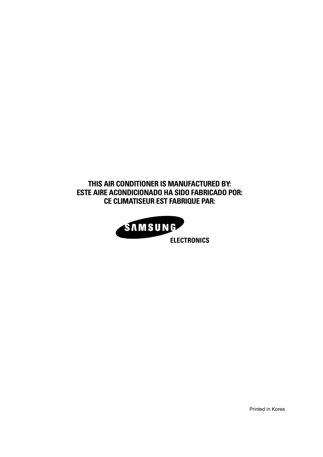 Samsung ACC2800C, UCC2800C, UCC2400C, ACC2400C installation manual Electronics 