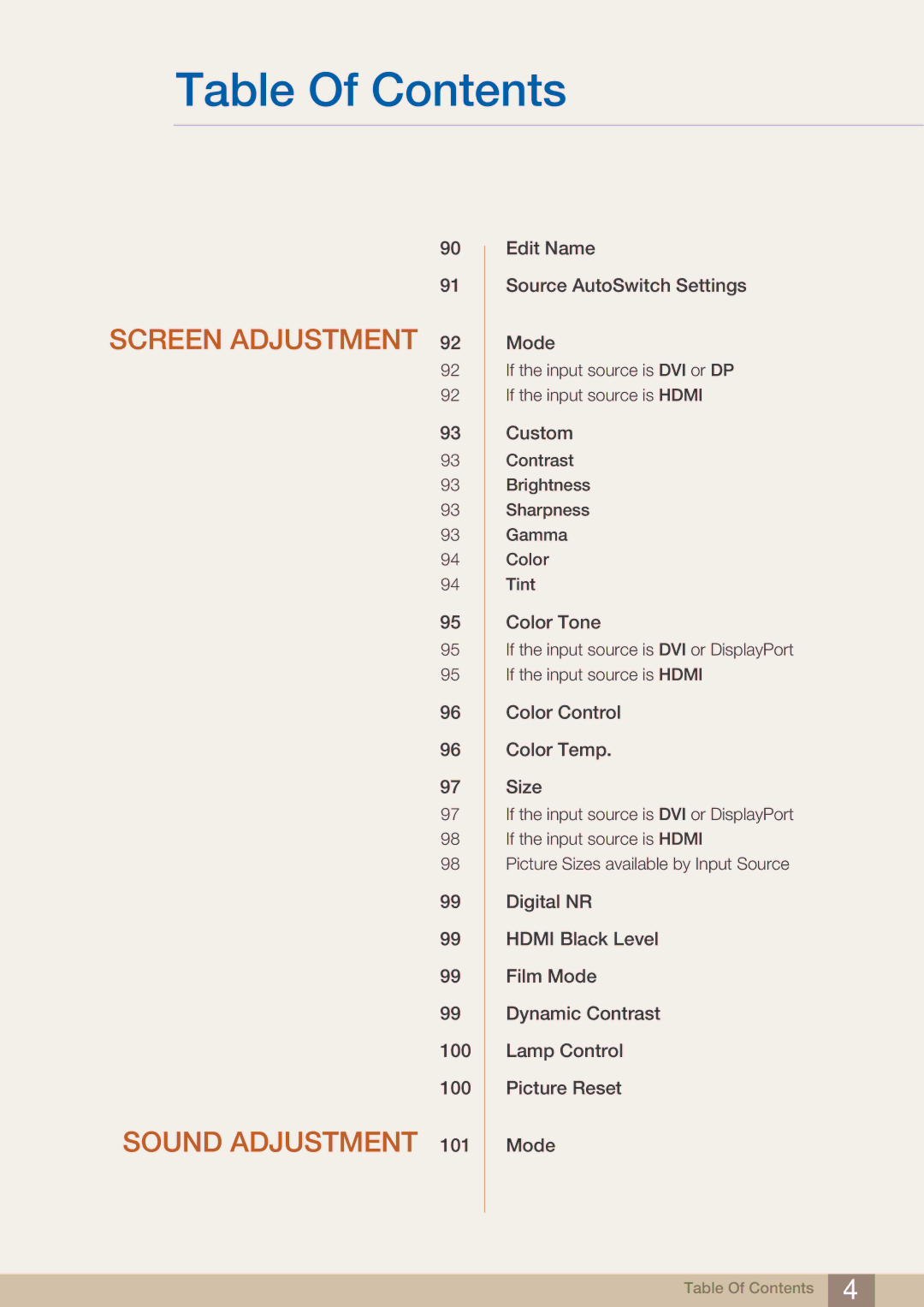 Samsung UD22B user manual Sound Adjustment 