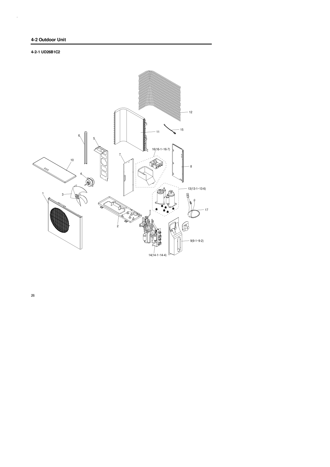 Samsung AD26B1C13, UD18B1C2, AD18B1C09 service manual Outdoor Unit, 1 UD26B1C2 