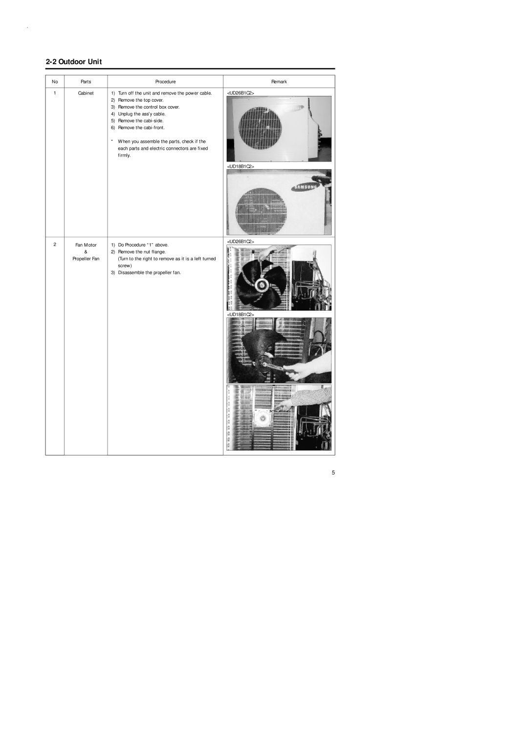 Samsung AD18B1C09, UD26B1C2, UD18B1C2, AD26B1C13 service manual Outdoor Unit 