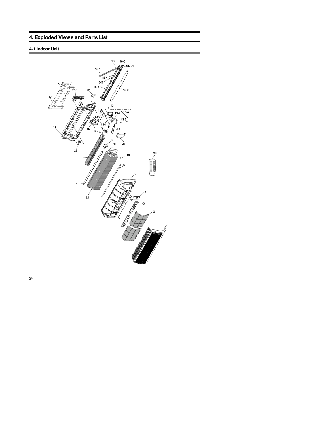 Samsung UD18B1C2, UD26B1C2, AD18B1C09, AD26B1C13 service manual Exploded Views and Parts List, 4-1Indoor Unit 