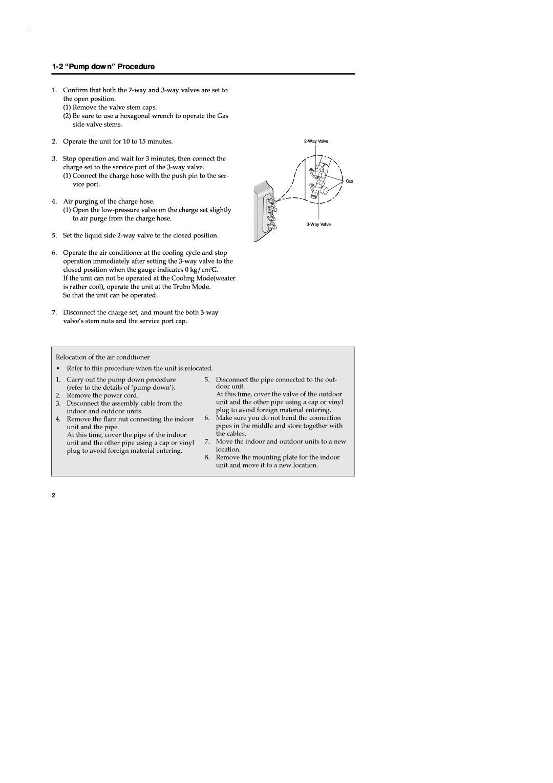 Samsung AD26B1C13, UD26B1C2, UD18B1C2, AD18B1C09 service manual 1-2“Pump down” Procedure 