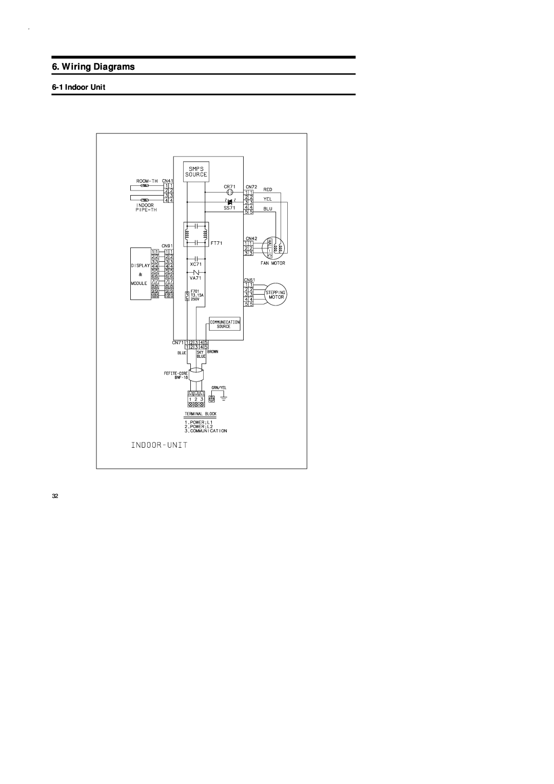 Samsung UD18B1C2, UD26B1C2, AD18B1C09, AD26B1C13 service manual Wiring Diagrams, 6-1Indoor Unit 