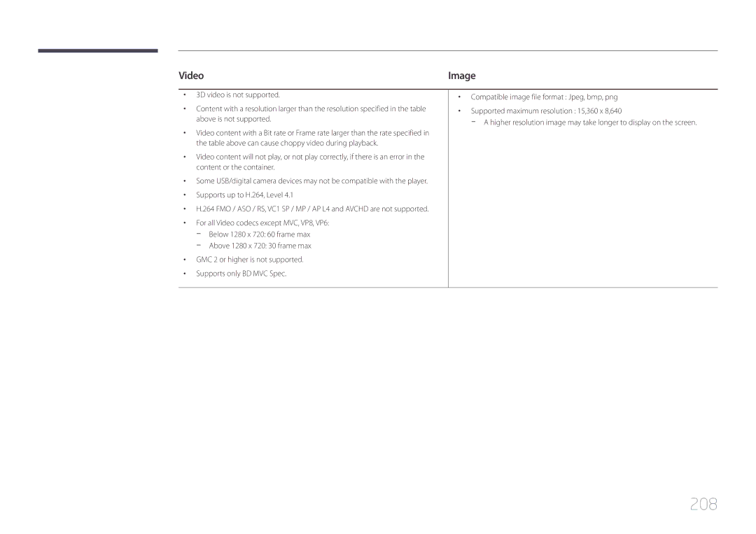 Samsung UD46C, UD55C user manual 208, Video 