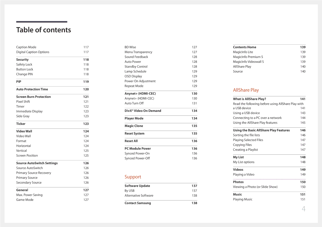 Samsung UD46C, UD55C user manual Support 