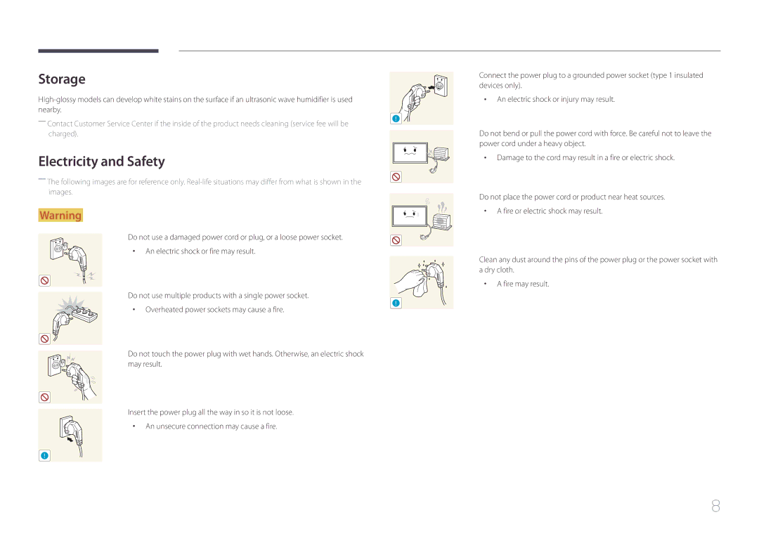 Samsung UD46C, UD55C user manual Storage, Electricity and Safety 