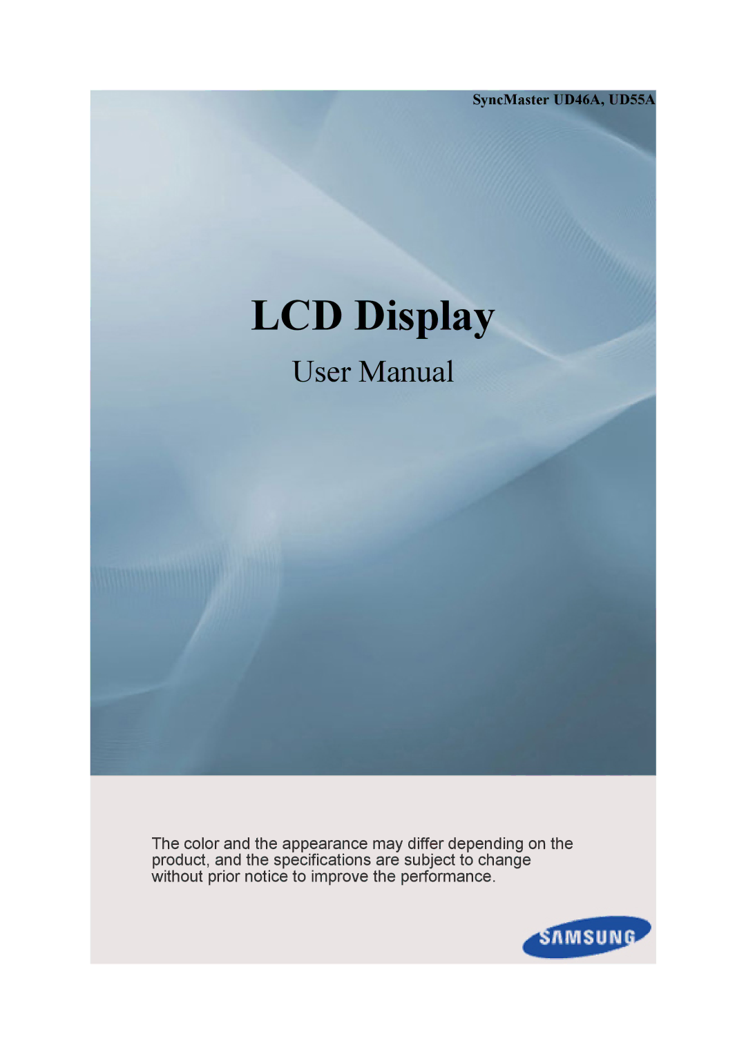 Samsung UD46A, UD55A user manual LCD Display 