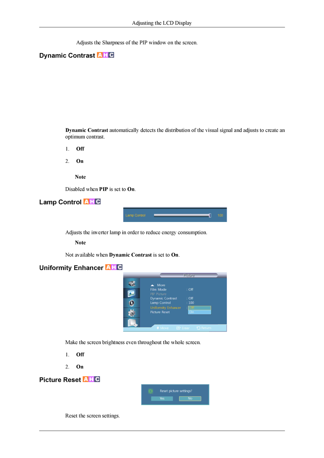 Samsung UD46A, UD55A user manual Dynamic Contrast 