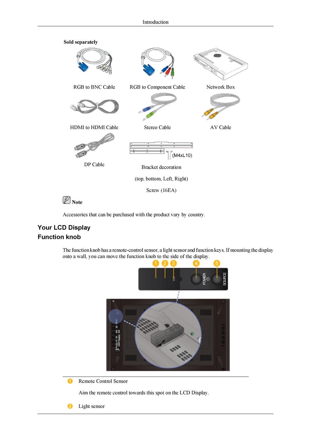 Samsung UD55A, UD46A user manual Your LCD Display Function knob 