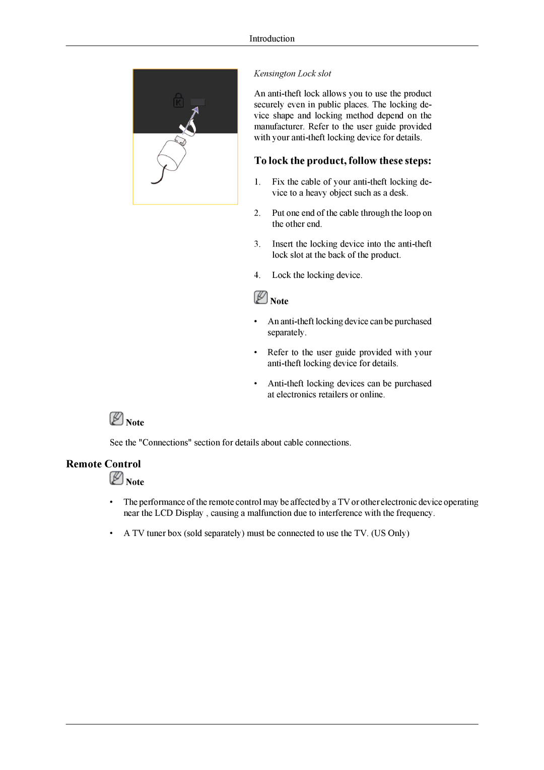 Samsung UD55A, UD46A user manual To lock the product, follow these steps, Remote Control 