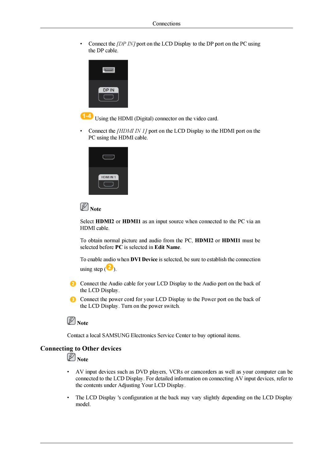 Samsung UD55A, UD46A user manual Connecting to Other devices 