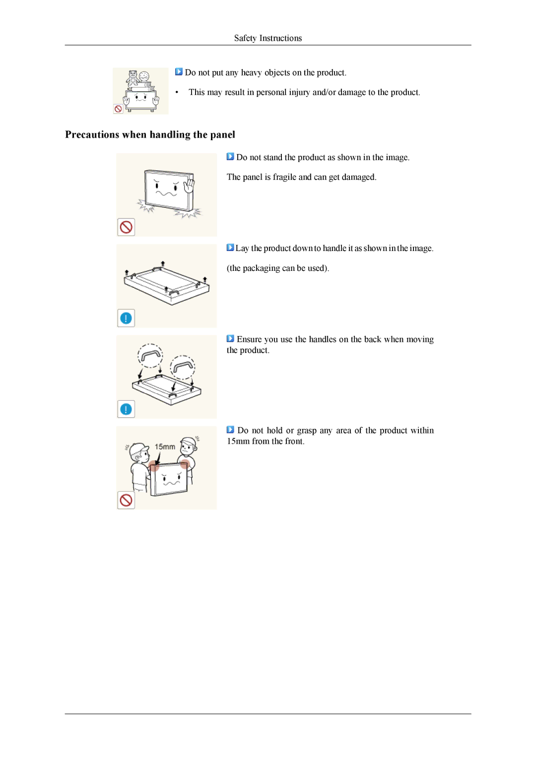 Samsung UD46A, UD55A user manual Precautions when handling the panel 