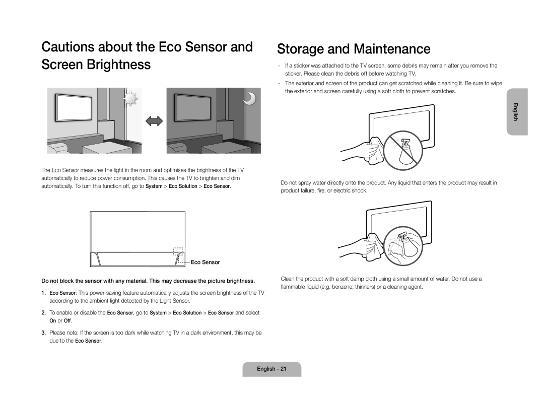 Samsung UE105S9WATXRU manual Storage and Maintenance 