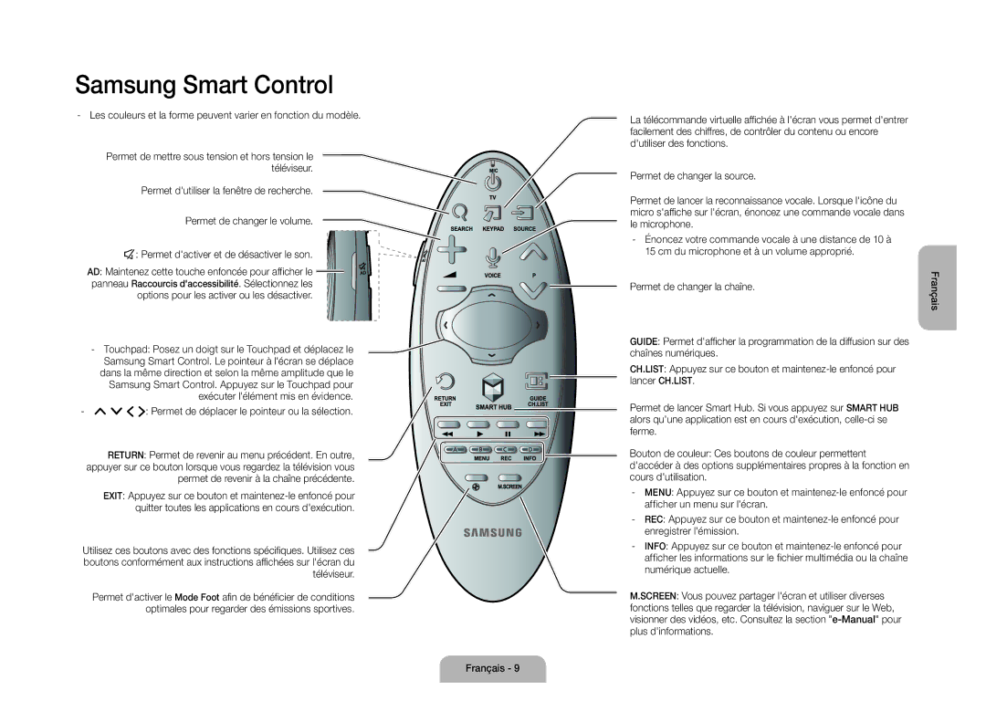 Samsung UE110S9STXZG manual ¢ Permet dactiver et de désactiver le son, Options pour les activer ou les désactiver 