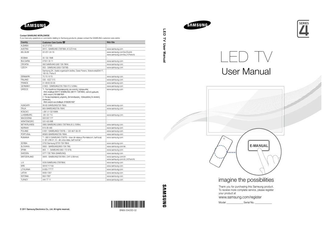 Samsung UE32D5000PWXZG, UE27D5010NWXZG, UE40D5000PWXZT, UE40D5000PWXZG, UE46D5000PWXZG, UE37D5000PWXZG manual Manual 