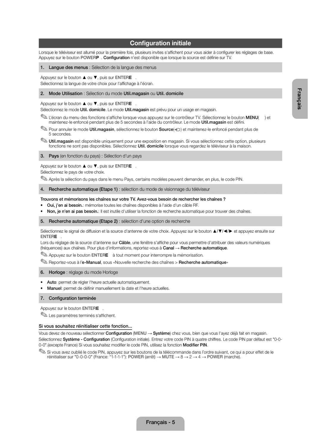 Samsung UE19ES4000WXZF manual Configuration initiale 