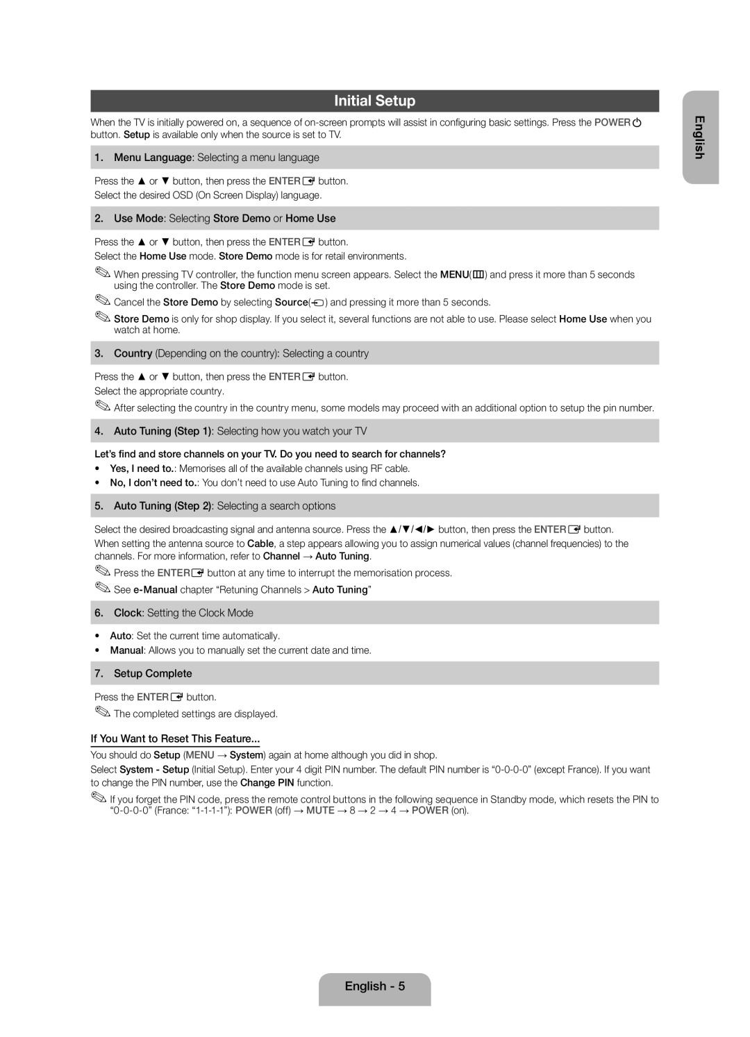 Samsung UE19ES4000WXZF manual Initial Setup 