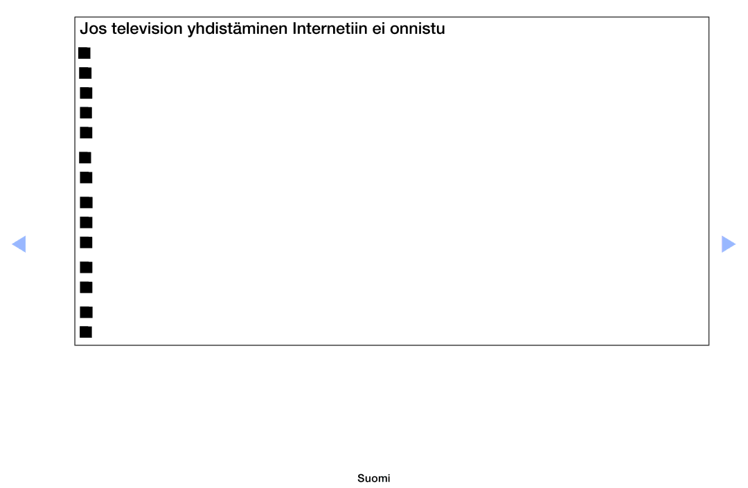 Samsung UE60EH6005KXXE, UE19ES4005WXXE, UE22ES5005WXXE, UE40EH5005KXXE Jos television yhdistäminen Internetiin ei onnistu 