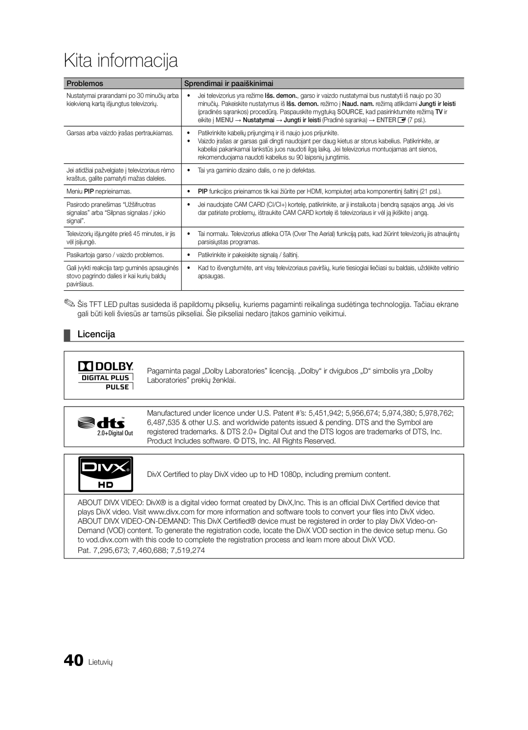 Samsung UE26C4000PWXRU, UE22C4010PWXBT, UE22C4000PWXBT, UE26C4000PWXBT, UE22C4000PWXRU, UE22C4010PWXRU manual Licencija 