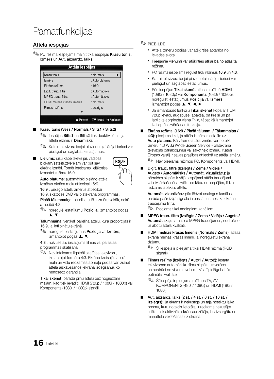 Samsung UE26C4000PWXRU, UE22C4010PWXBT, UE22C4000PWXBT, UE26C4000PWXBT Attēla iespējas, Krāsu tonis, Filmas režīms Izslēgts 