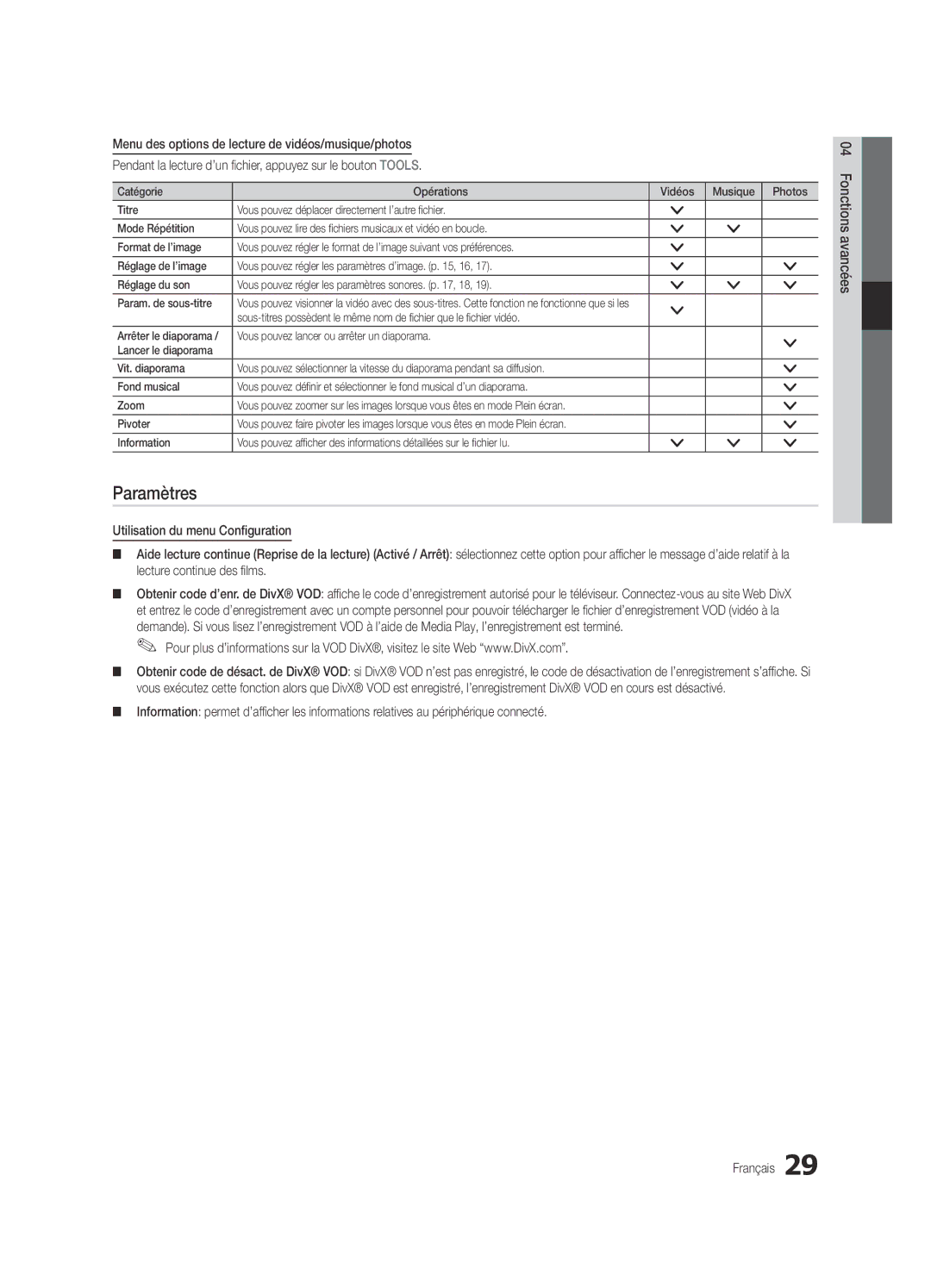 Samsung UE22C4010PWXZG, UE22C4010PWXXN, UE26C4000PWXZG, UE26C4000PWXXN, UE22C4000PWXXN, UE22C4000PWXZG manual Paramètres 