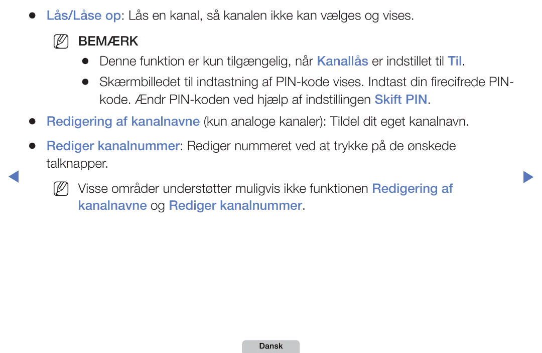 Samsung UE19D4005NWXXE, UE22D5000NHXXC, UE27D5000NHXXC, UE40D5707RKXXE manual NN Bemærk, Kanalnavne og Rediger kanalnummer 