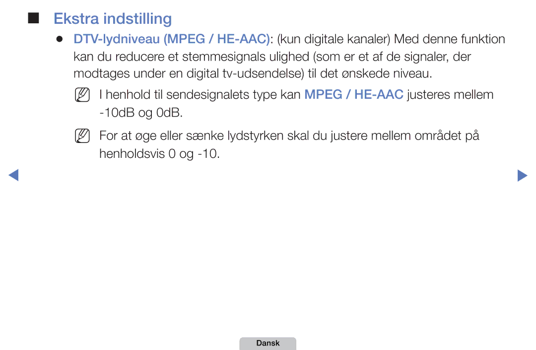 Samsung UE40D5005PWXXE, UE22D5000NHXXC, UE27D5000NHXXC, UE40D5707RKXXE, UE46D5707RKXXE, UE32D5005PWXXE manual Ekstra indstilling 