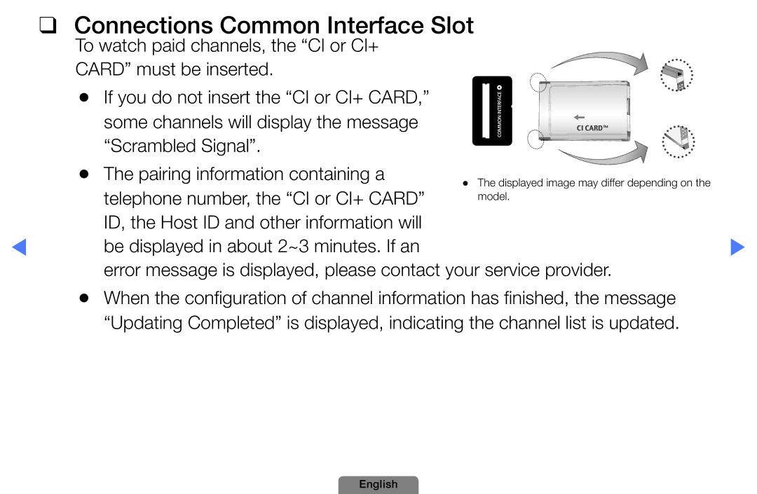 Samsung UE40D5003BWXXN, UE22D5003BWXXN, UE32D4003BWXXH, UE26D4003BWXZG, UE32D4003BWXTK manual Connections Common Interface Slot 