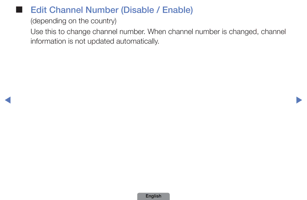 Samsung UE22D5003BWXZT, UE22D5003BWXXN, UE32D4003BWXXH, UE26D4003BWXZG, UE32D4003BWXTK Edit Channel Number Disable / Enable 