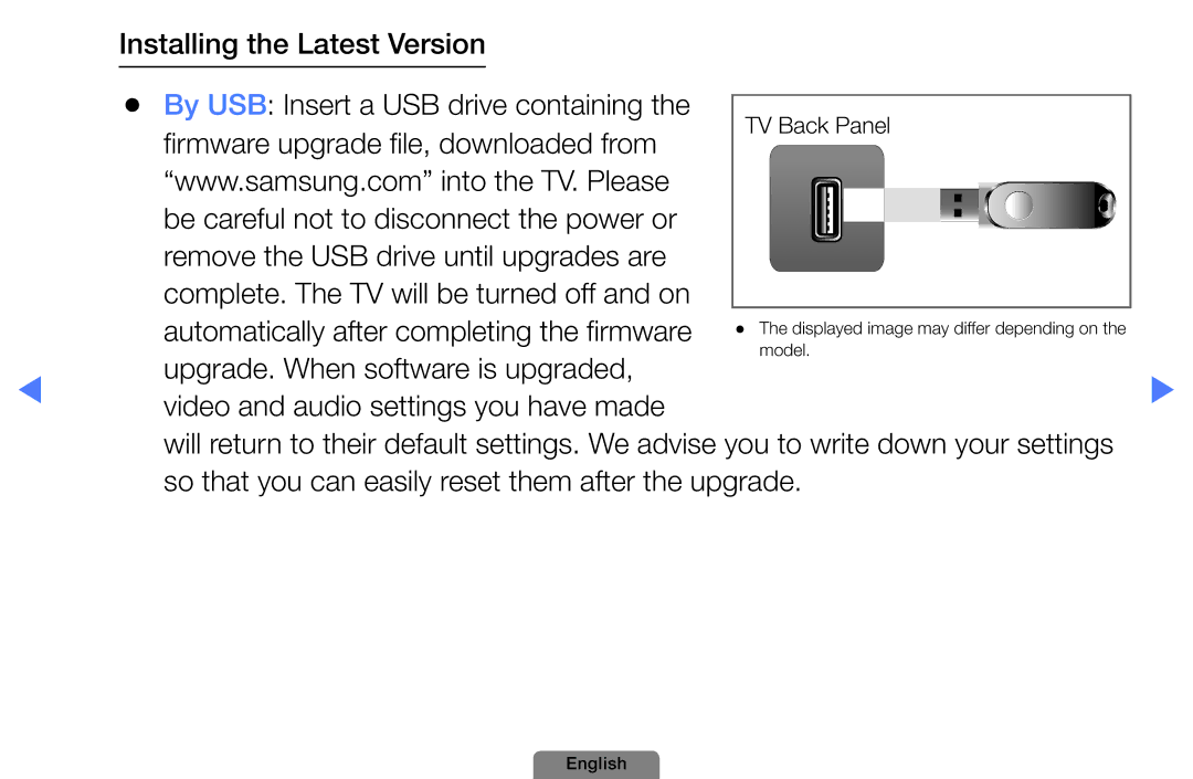 Samsung UE22D5003BWXBT, UE22D5003BWXXN, UE32D4003BWXXH, UE26D4003BWXZG, UE32D4003BWXTK Upgrade. When software is upgraded 