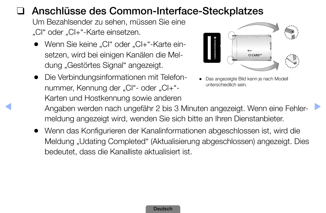 Samsung UE40D5003BWXTK, UE22D5003BWXXN, UE32D4003BWXXH, UE26D4003BWXZG manual Anschlüsse des Common-Interface-Steckplatzes 