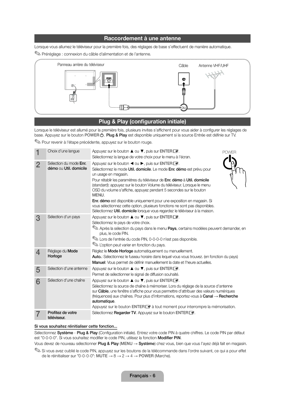 Samsung UE22D5000NWXXC manual Raccordement à une antenne, Plug & Play configuration initiale, Téléviseur, Profitez de votre 