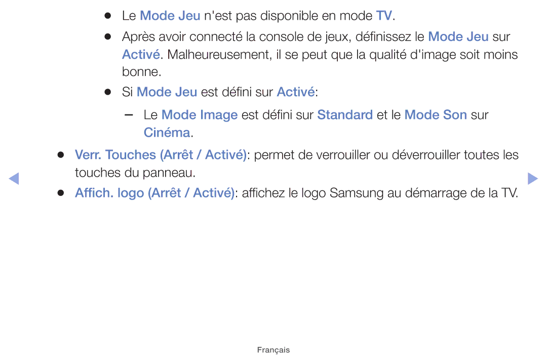 Samsung UE32EH5000WXZF, UE22ES5000WXZF, UE26EH4000WXZF, UE46EH5000WXZF, UE32EH4000WXZF, UE40EH5000WXZF manual Touches du panneau 