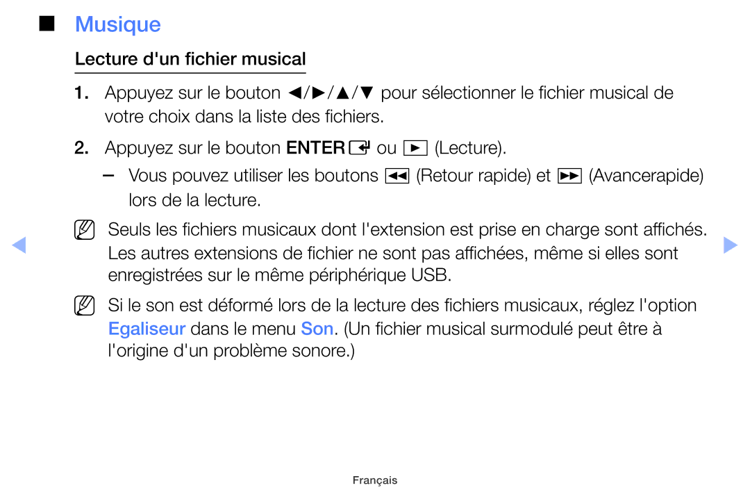 Samsung UE32EH5000WXZF Musique, Charge Sont Affichés, Affichées, Elles Sont Enregistrées sur le même périphérique USB 