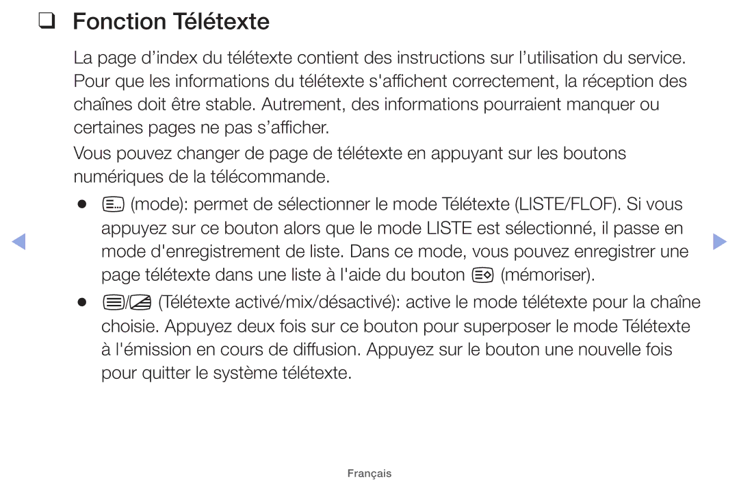 Samsung UE22ES5000WXZF, UE26EH4000WXZF, UE46EH5000WXZF, UE32EH5000WXZF, UE32EH4000WXZF, UE40EH5000WXZF manual Fonction Télétexte 