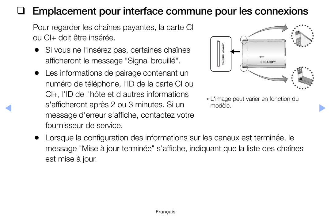 Samsung UE19ES4000WXZF Emplacement pour interface commune pour les connexions, Safficheront après 2 ou 3 minutes. Si un 