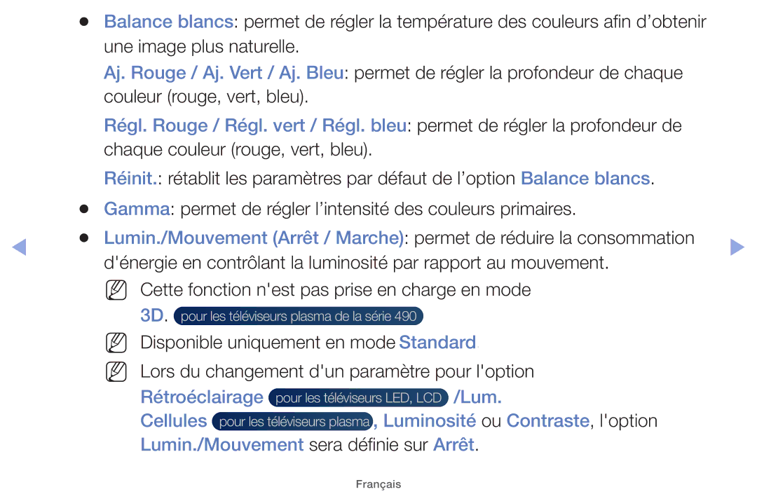 Samsung UE46EH5000WXZF, UE22ES5000WXZF, UE26EH4000WXZF, UE32EH5000WXZF manual 3D. pour les téléviseurs plasma de la série 