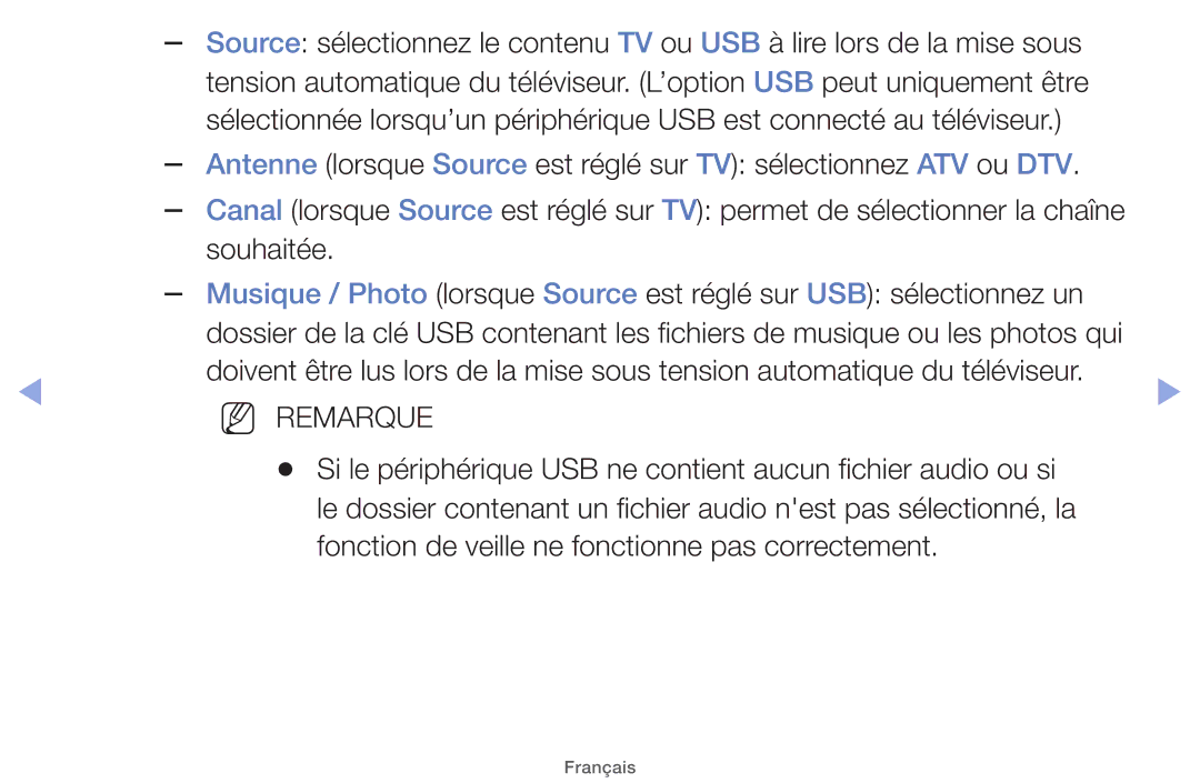 Samsung UE26EH4000WXZF, UE22ES5000WXZF, UE46EH5000WXZF manual Si le périphérique USB ne contient aucun fichier audio 