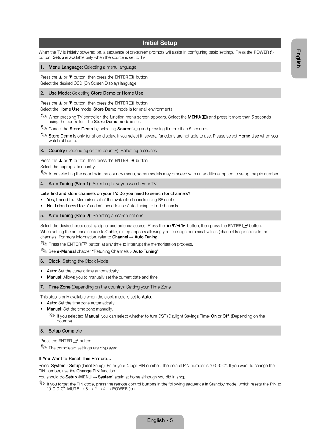 Samsung UE22ES5000WXBT, UE22ES5000WXZG, UE22ES5000WXXH manual Initial Setup 