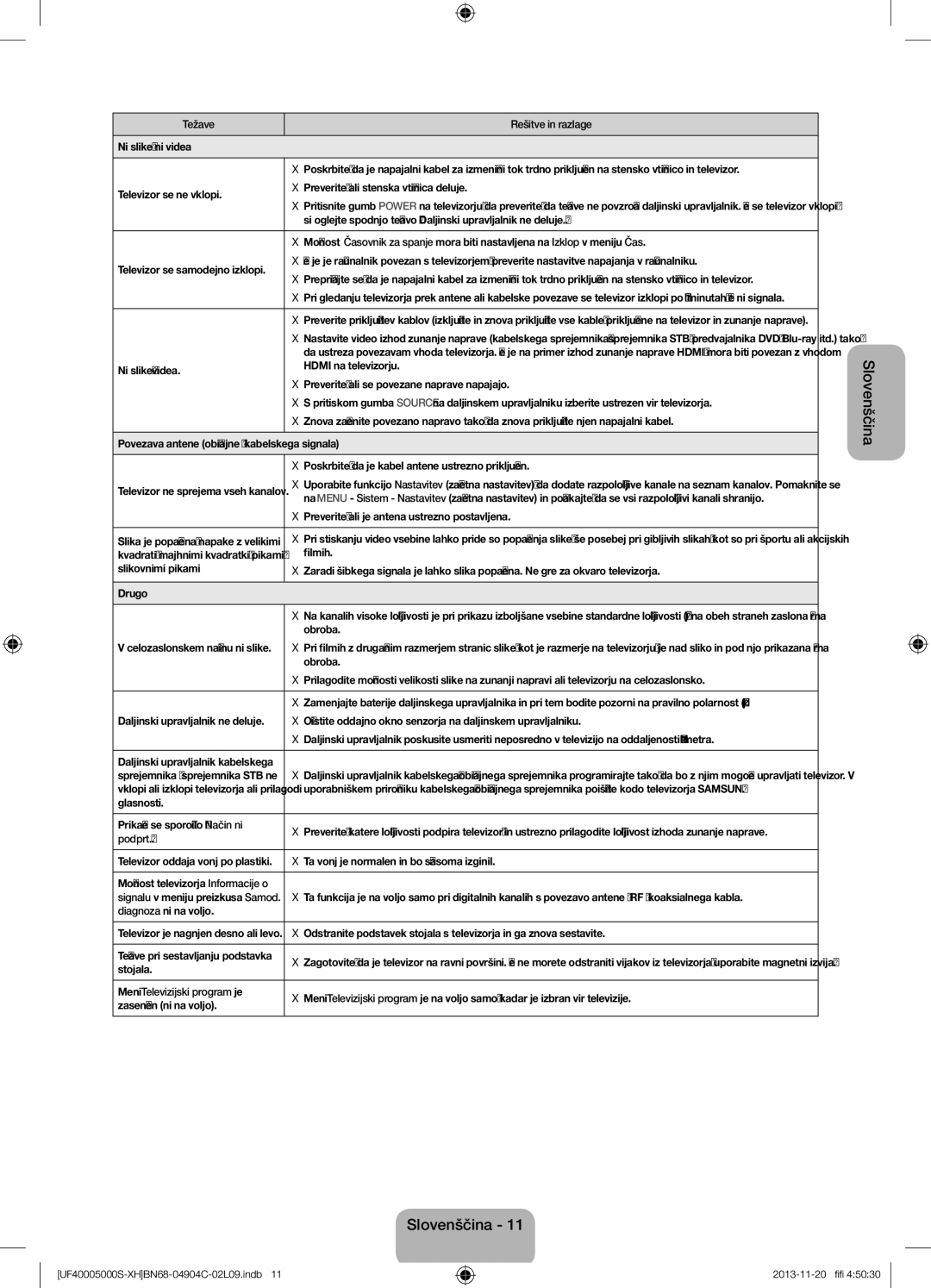 Samsung UE22F5000AWXZF manual Si oglejte spodnjo težavo Daljinski upravljalnik ne deluje, Filmih, Obroba, Podprt, Stojala 