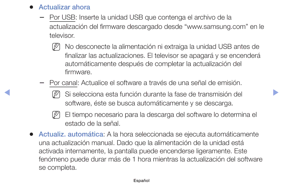 Samsung UE28F4000AWXXC, UE22F5000AWXXH, UE40F6100AWXXC, UE28F4000AWXXH, UE55F6100AWXXH, UE22F5000AWXXC manual Actualizar ahora 