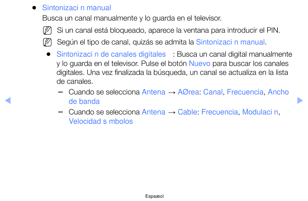 Samsung UE28F4000AWXXC, UE22F5000AWXXH Sintonización manual, Busca un canal manualmente y lo guarda en el televisor 